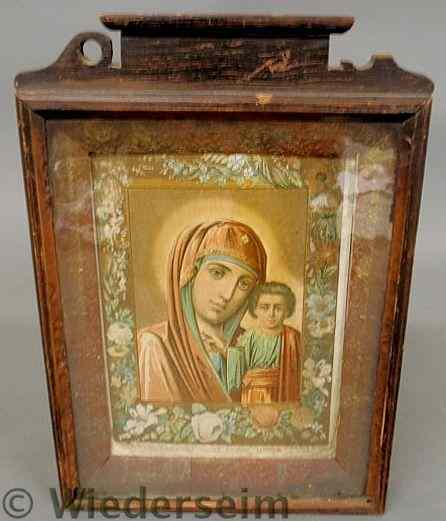 Appraisal: Printed Russian religious icon dated mounted in a gilt and