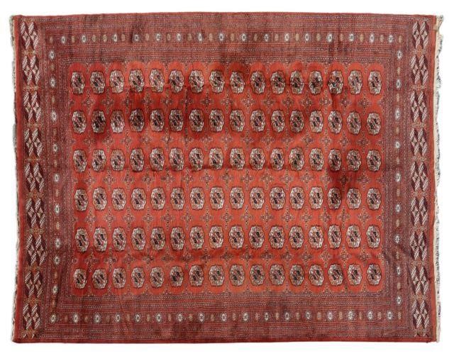 Appraisal: Hand-tied Turkoman wool tribal rug approx ' l ' w