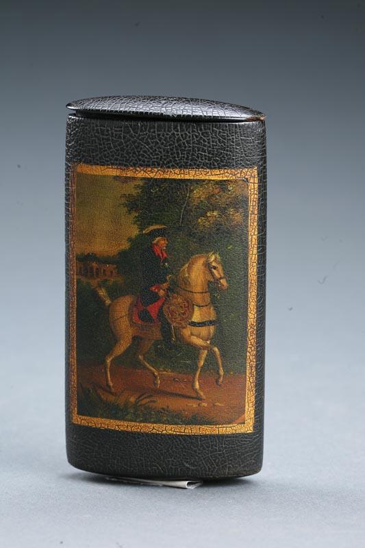 Appraisal: DECORATED CIGAR CASE Probably German th century lacquered papier mache