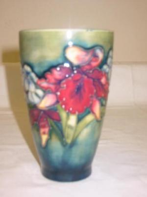 Appraisal: A MOORCROFT POTTERY VASE of tapering form tube lined in