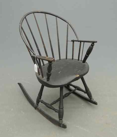 Appraisal: th c Windsor rocking chair in old black paint As