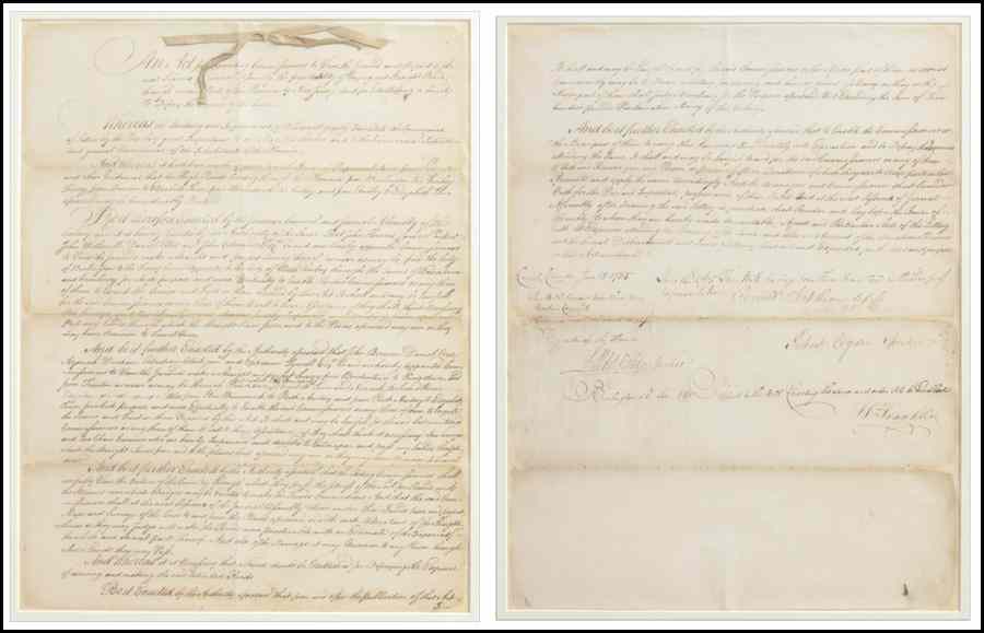 Appraisal: NEW JERSEY COLONIAL DOCUMENT New Jersey bearing signatures of Robert