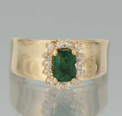 Appraisal: A Ladies' Emerald and Diamond Ring k yellow gold ring