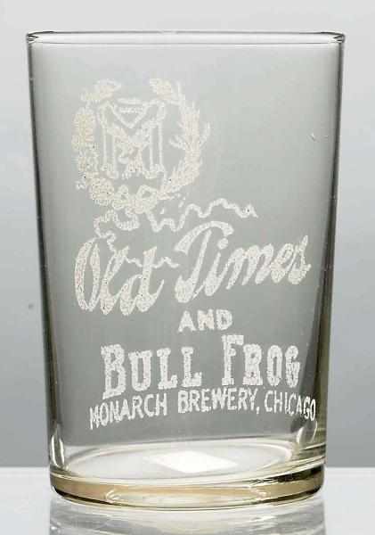 Appraisal: Old Times Bull Frog Acid-Etched Beer Glass Raised pebbled lettering