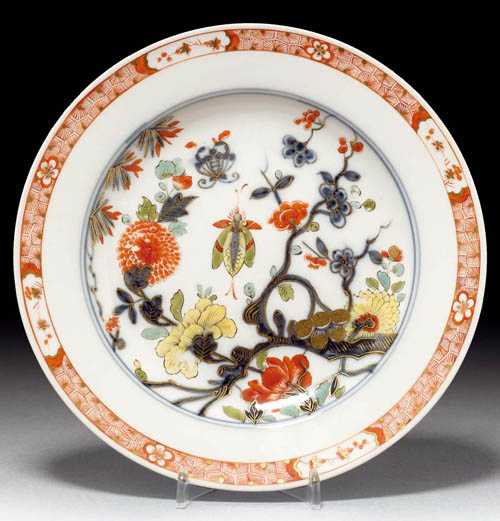 Appraisal: PLATE WITH BRANCH PATTERN Meissen circa Painted with spray of