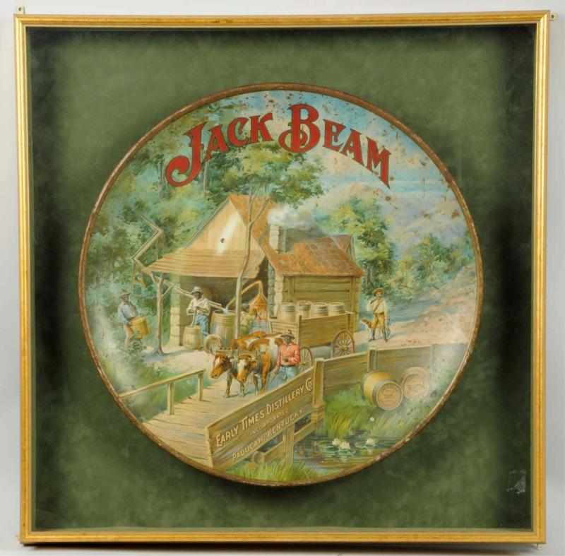 Appraisal: Circa - Jim Beam Tin Charger Framed under glass in