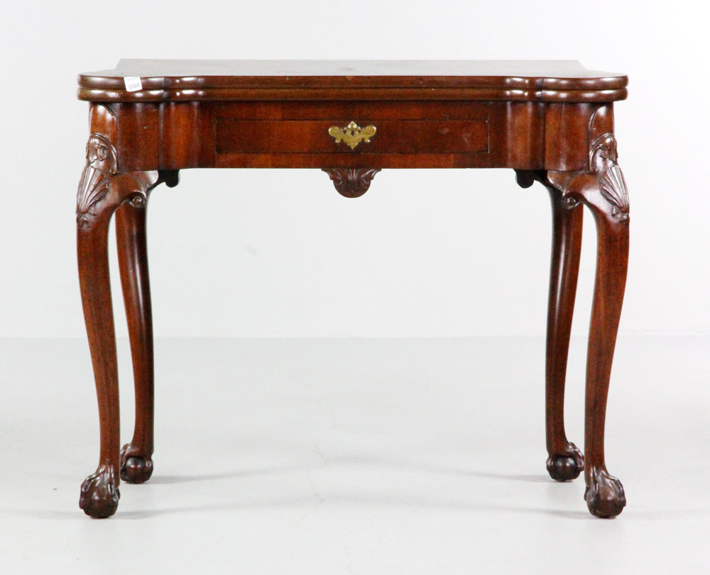 Appraisal: - Irish Chippendale Card Table Irish Chippendale card table mahogany