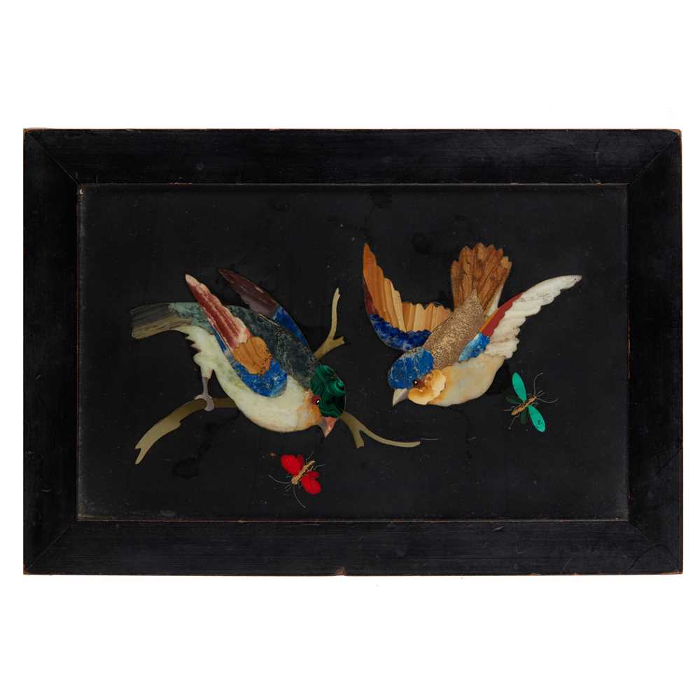 Appraisal: ITALIAN PIETRA DURA PANEL MID TH CENTURY with birds and