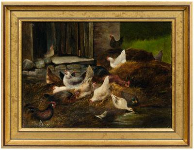 Appraisal: Marie Pfeiffer Schenk painting Florida born chickens and ducks in