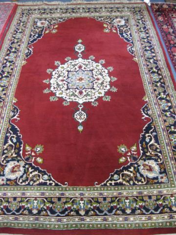 Appraisal: Hamadan Persian Handmade Rug central medallion red field 'X '