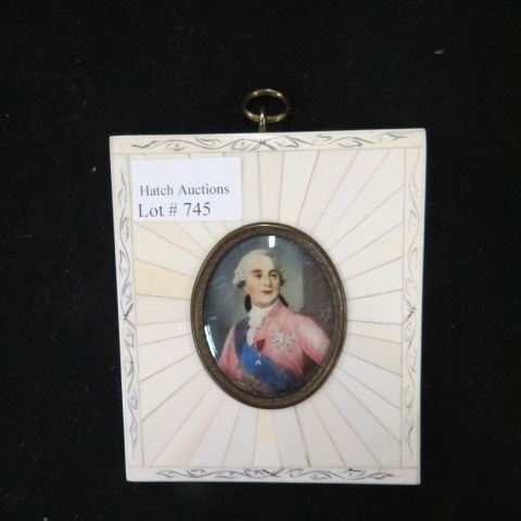 Appraisal: Miniature Painting on Ivory of Lafayette oval image area x