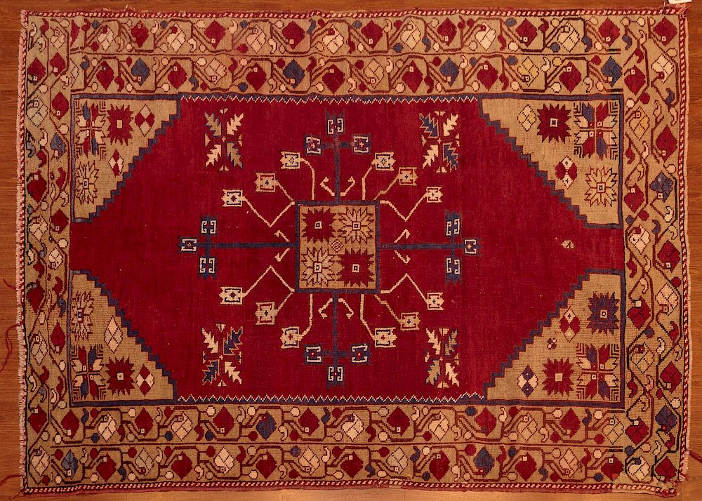 Appraisal: Turkish Tribal Rug approx x Turkey circa Condition Frayed ends