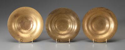 Appraisal: Three bronze dore Tiffany bowls all with textured surface all