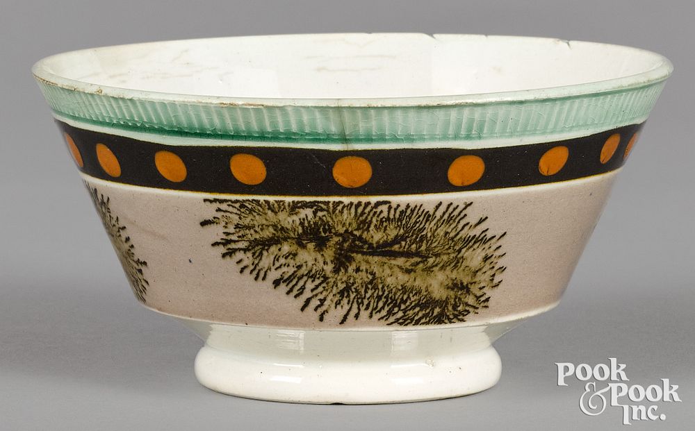 Appraisal: Mocha bowl with seaweed and dot decoration Mocha bowl with