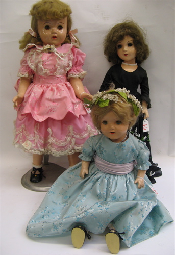 Appraisal: GROUP OF THREE ALL COMPOSITION GIRL DOLLS One is a