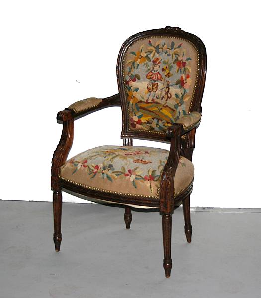 Appraisal: A Louis XVI style beech armchair