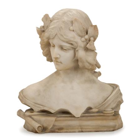 Appraisal: Art Nouveau Marble Bust of a Maiden Estimate -