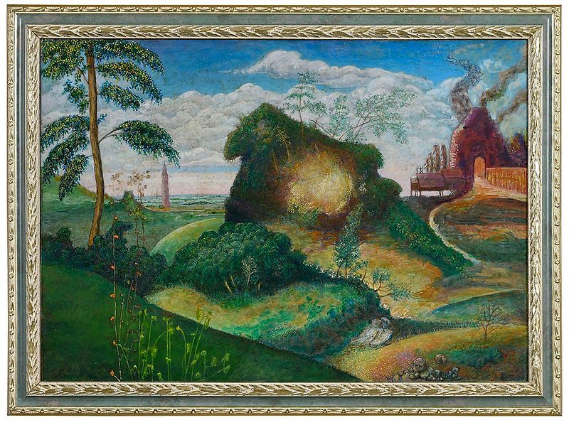 Appraisal: American School th century Industrial Landscape initialed lower left SG