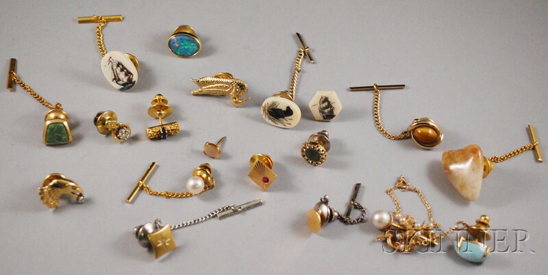 Appraisal: Small Group of Assorted Gentleman's Jewelry mostly single tie tacks