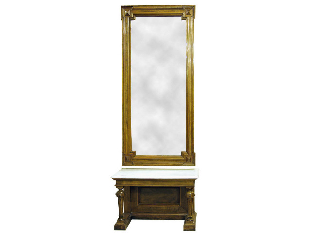 Appraisal: Mahogany th century marble top pier mirror measures long X