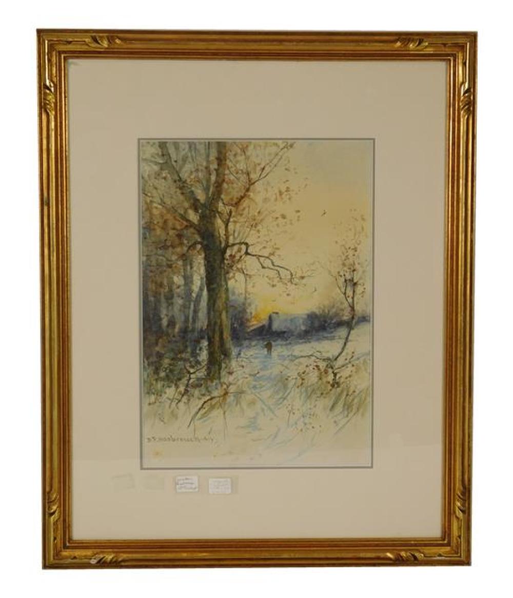 Appraisal: Dubois Fenelon Hasbrouck American - Winter Landscape at Twilight watercolor