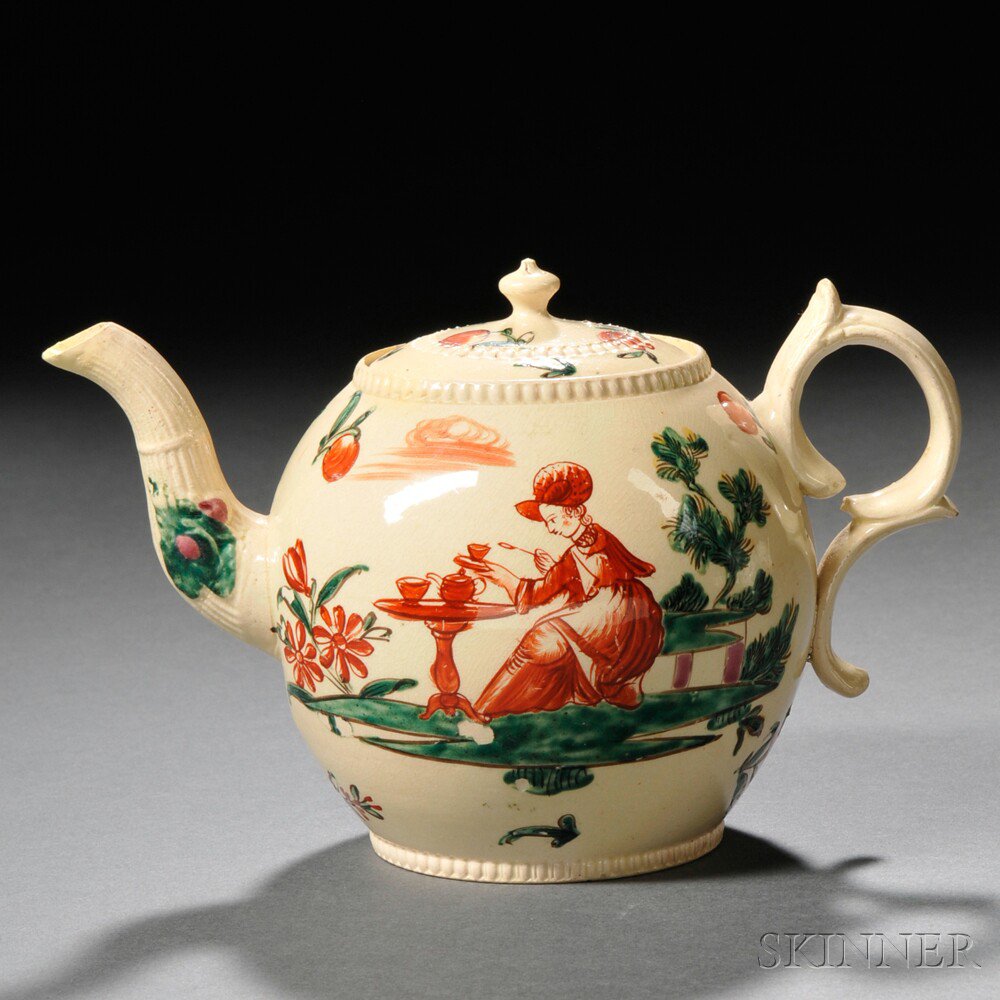 Appraisal: Staffordshire Cream-colored Earthenware Teapot and Cover England c possibly Leeds