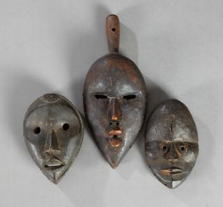 Appraisal: Group of Three African Carved Wood Masks early Group of