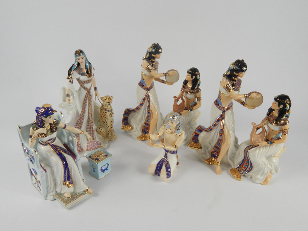 Appraisal: Royal Worcester porcelain Egyptian figures for Compton Woodhouse comprising Nefertari