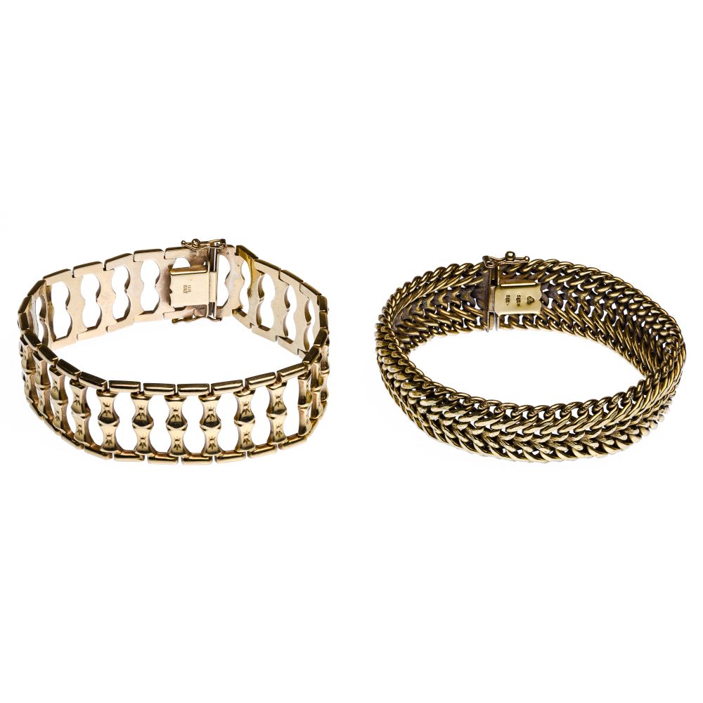 Appraisal: K YELLOW GOLD BRACELETS items including an open link style