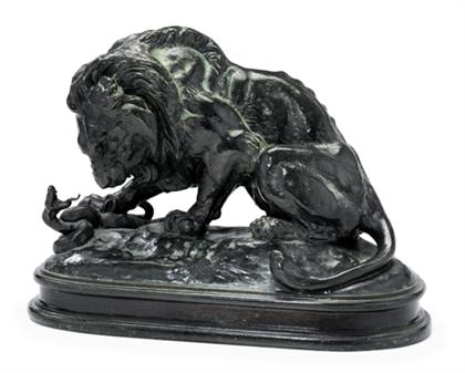 Appraisal: After Antoine-Louis Barye French - lion crushing a serpent Bronze