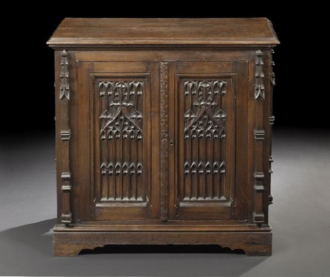 Appraisal: Continental Carved Oak Cabinet third quarter th century in the