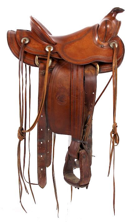 Appraisal: H H Heiser Fine Tooled Western Style Saddle Herman H