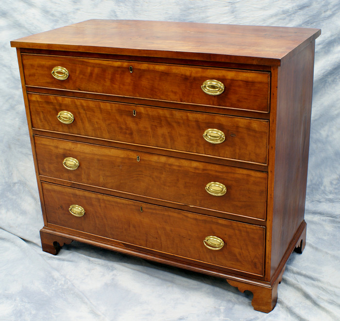 Appraisal: Cherry Chippendale drawer chest original brasses straight bracket feet American