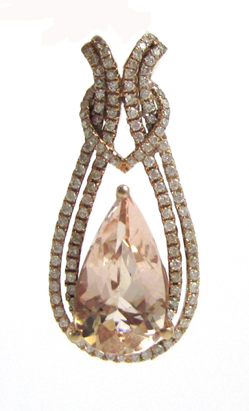 Appraisal: MORGANITE DIAMOND AND ROSE GOLD PENDANT with AGI appraisal The