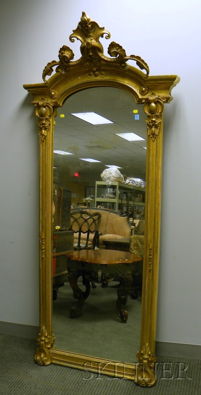 Appraisal: Victorian Rococo Revival Giltwood and Gesso Pier Mirror lg in