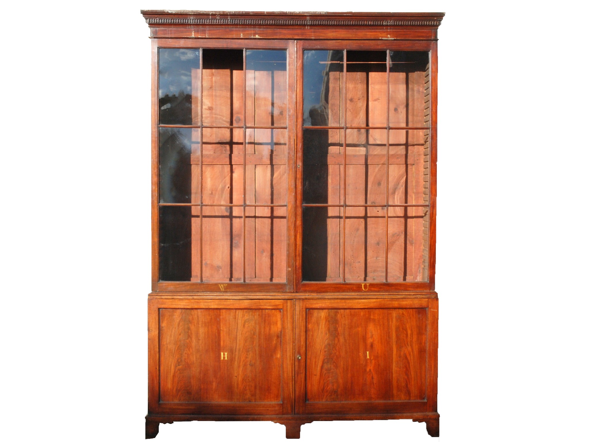 Appraisal: A th Century mahogany library display bookcasethe dentil cornice above