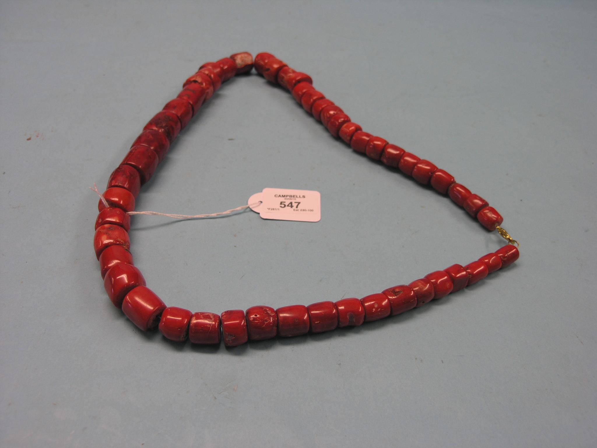 Appraisal: A coral large-bead necklace