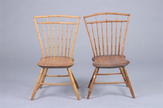 Appraisal: PAIR AMERICAN ROD-BACK WINDSOR CHAIRS early th century Tapering back