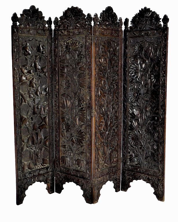 Appraisal: C Anglo-Indian Carved Hardwood Room Divider India th Century Each