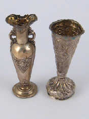 Appraisal: Two small specimen vases one hallmarked silver by Hilliard and