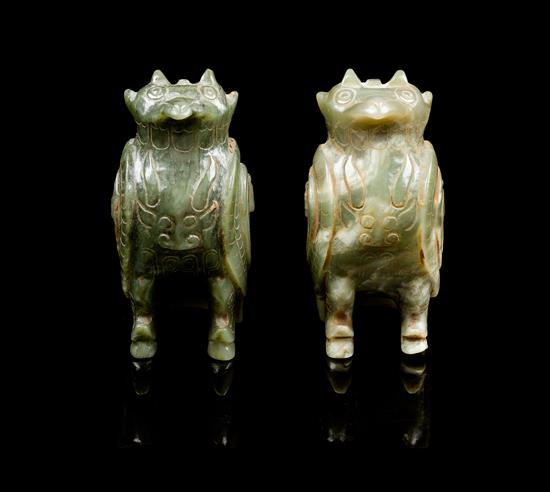 Appraisal: Sale Lot A Near Pair of Carved Jade Figures of