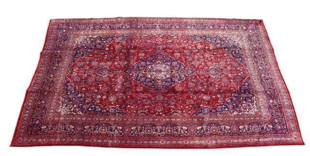 Appraisal: Hand-tied Persian Mashad rug approx ' l ' w