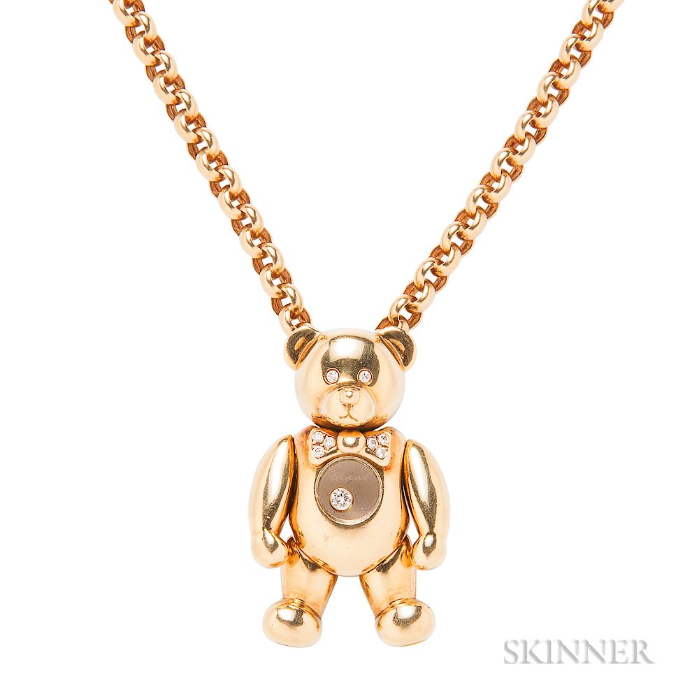 Appraisal: kt Gold and Diamond Happy Diamonds Teddy Bear Pendant and