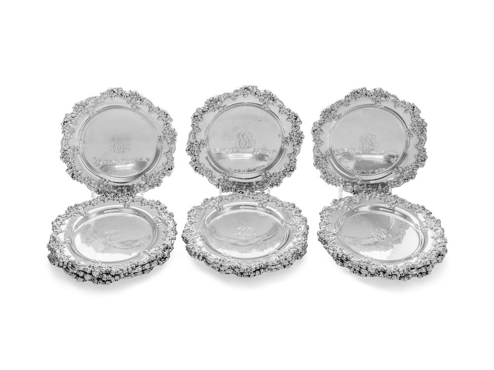 Appraisal: A Set of Twelve American Silver Bread Plates A Set