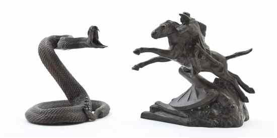 Appraisal: An American Bronze Equestrian Group attributed to Avard Fairbanks The