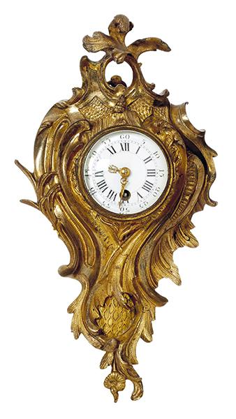 Appraisal: A FRENCH MINIATURE GILT BRONZE CARTEL CLOCK CIRCA