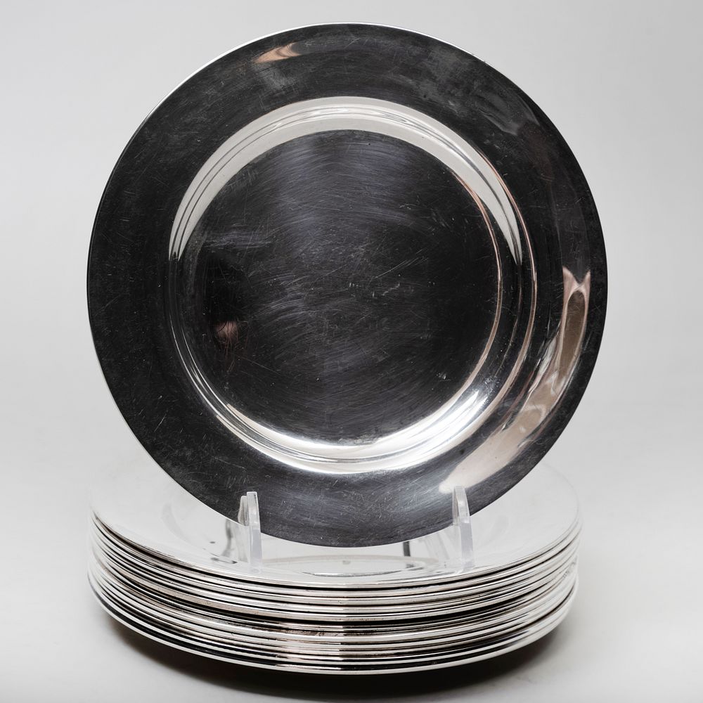 Appraisal: Set of Twelve Edward VIII Silver Bread Plates Mark of