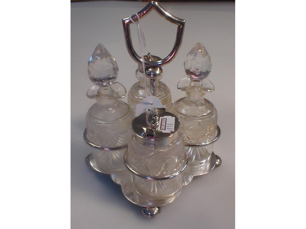 Appraisal: A Victorian silver -bottle cruet Maker JD WD Sheffield oz