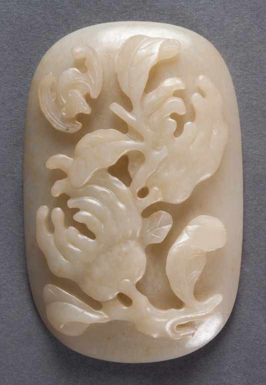 Appraisal: Chinese carved jade plaque early th century with flowering branch