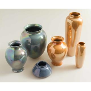 Appraisal: Six Cowan Art Pottery Vases An assembled collection of six